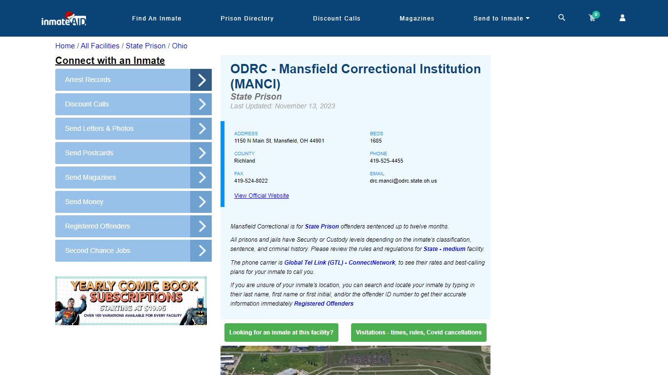 ODRC - Mansfield Correctional Institution (MANCI) & Inmate Search ...